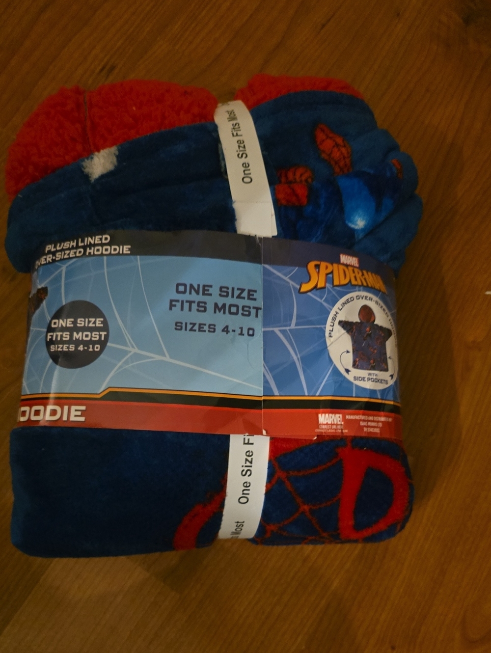 Spiderman Kids Plush Hooded Robe - Blue & Red